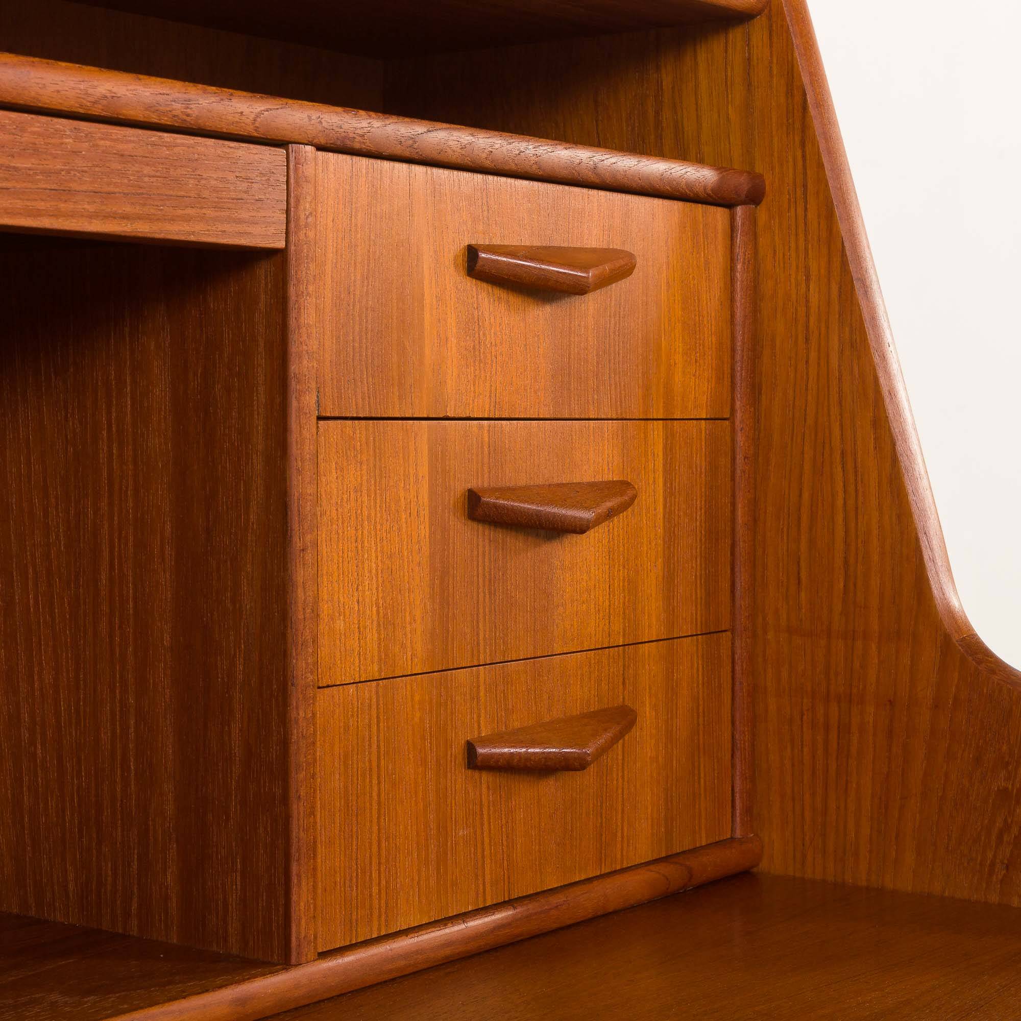 Danish teak mid century modern secretaire cabinet with a desk and vanity