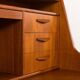 Danish teak mid century modern secretaire cabinet with a desk and vanity