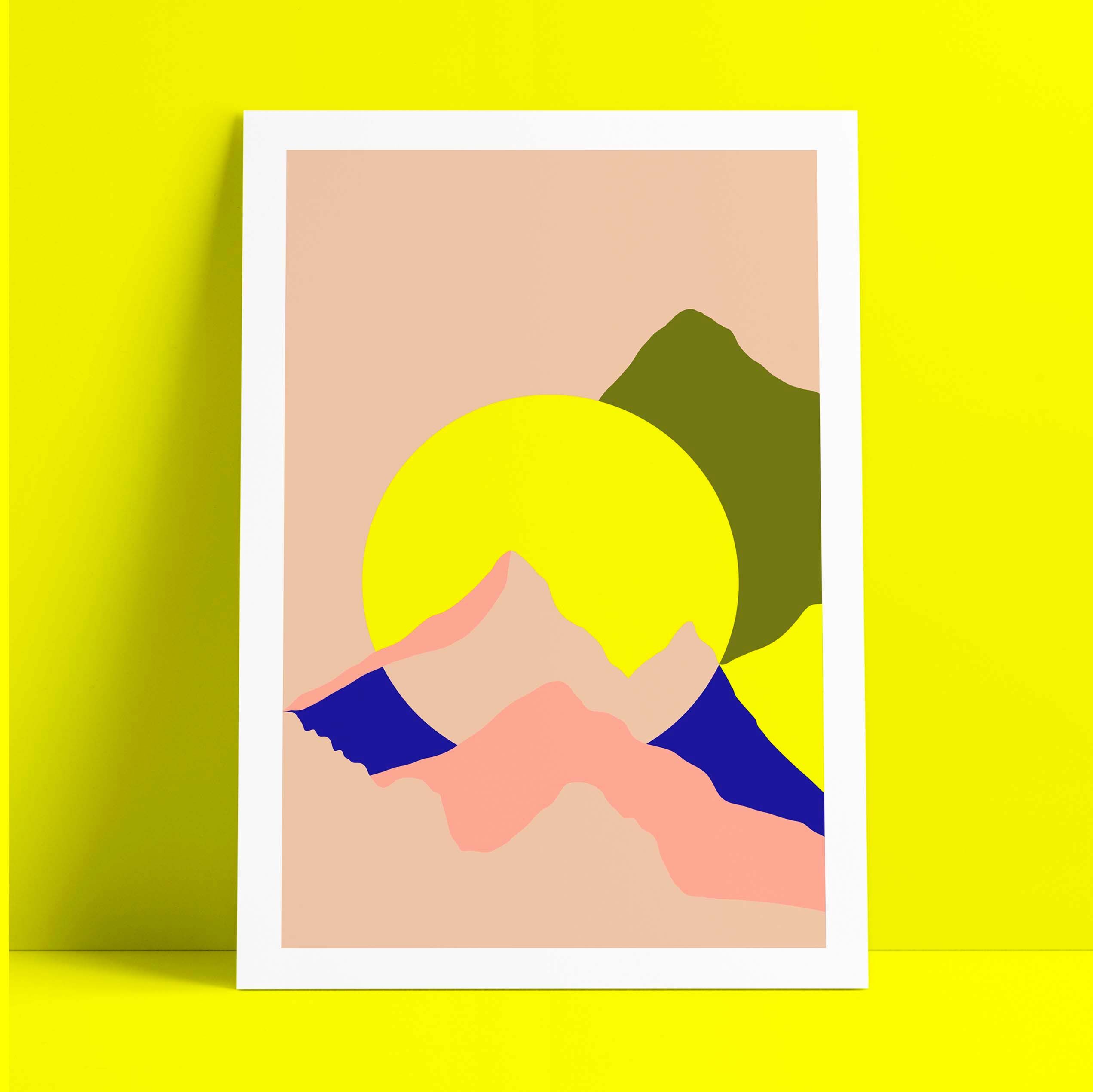 Rond soleil montagne - limited edition art print (a3)