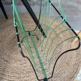 Vintage 50s metal and green wire magazine rack