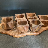 Wooden egg cups service