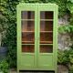 Armoire parisienne vitrée art déco 1930 kaki