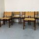 Chaises rustiques modernistes en bois et corde de papier, années 1970, lot de 6