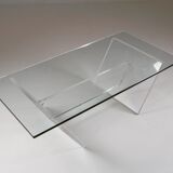 Plexiglas and glass coffee table "Les invisibles du marais", France 1980s