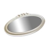 Miroir blanc ancien sculptés de roses bois
