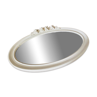 Miroir blanc ancien sculptés de roses bois