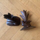Carved wooden bird candlesticks - Black Forest