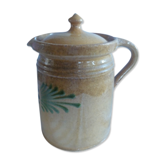Milk jar / cream & its lid terracotta varnished Savoyard folk art chalet deco collector