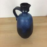 Vase forme pichet céramique bleu cobalt 1970
