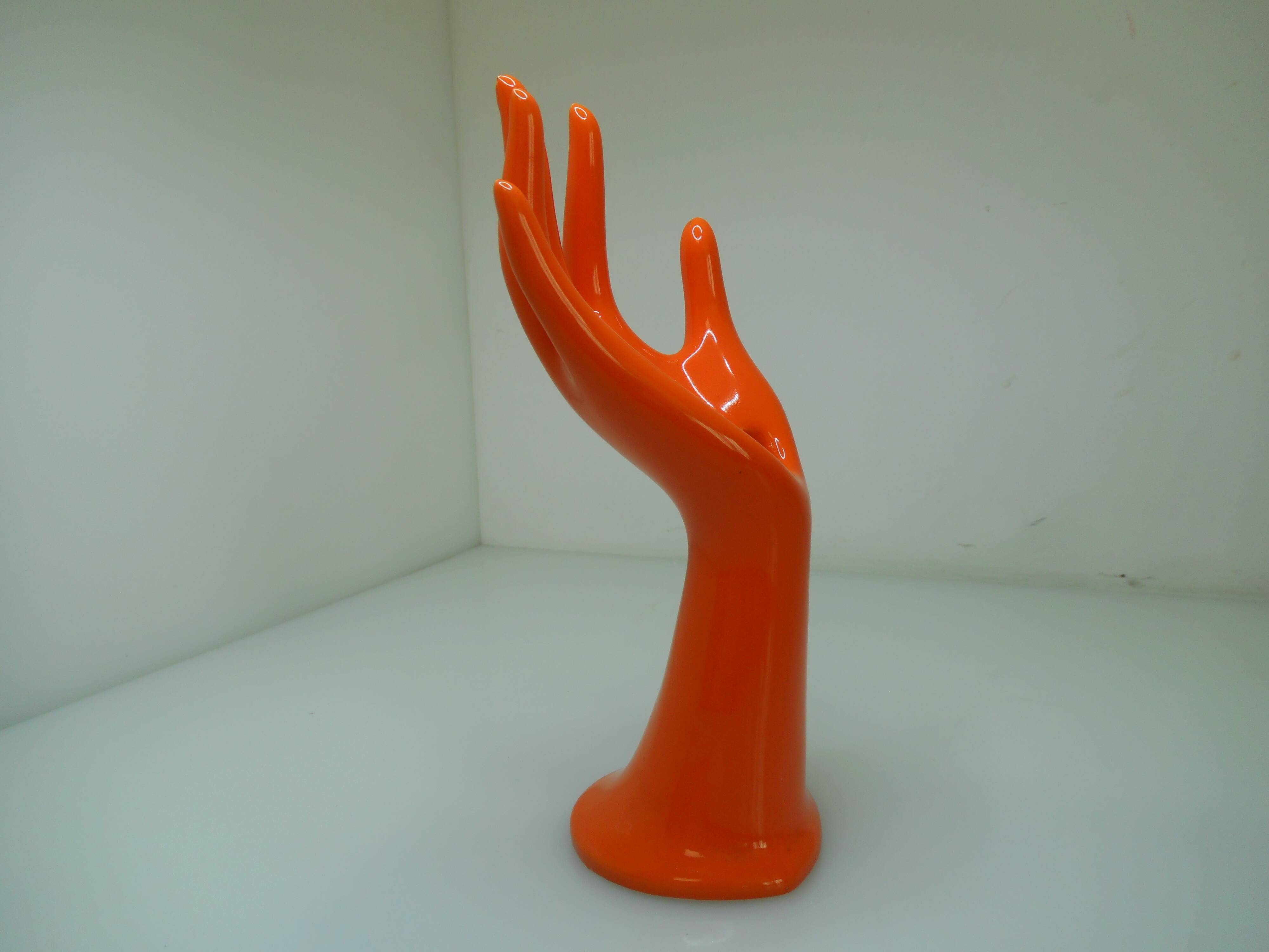 Vintage orange ceramic hand