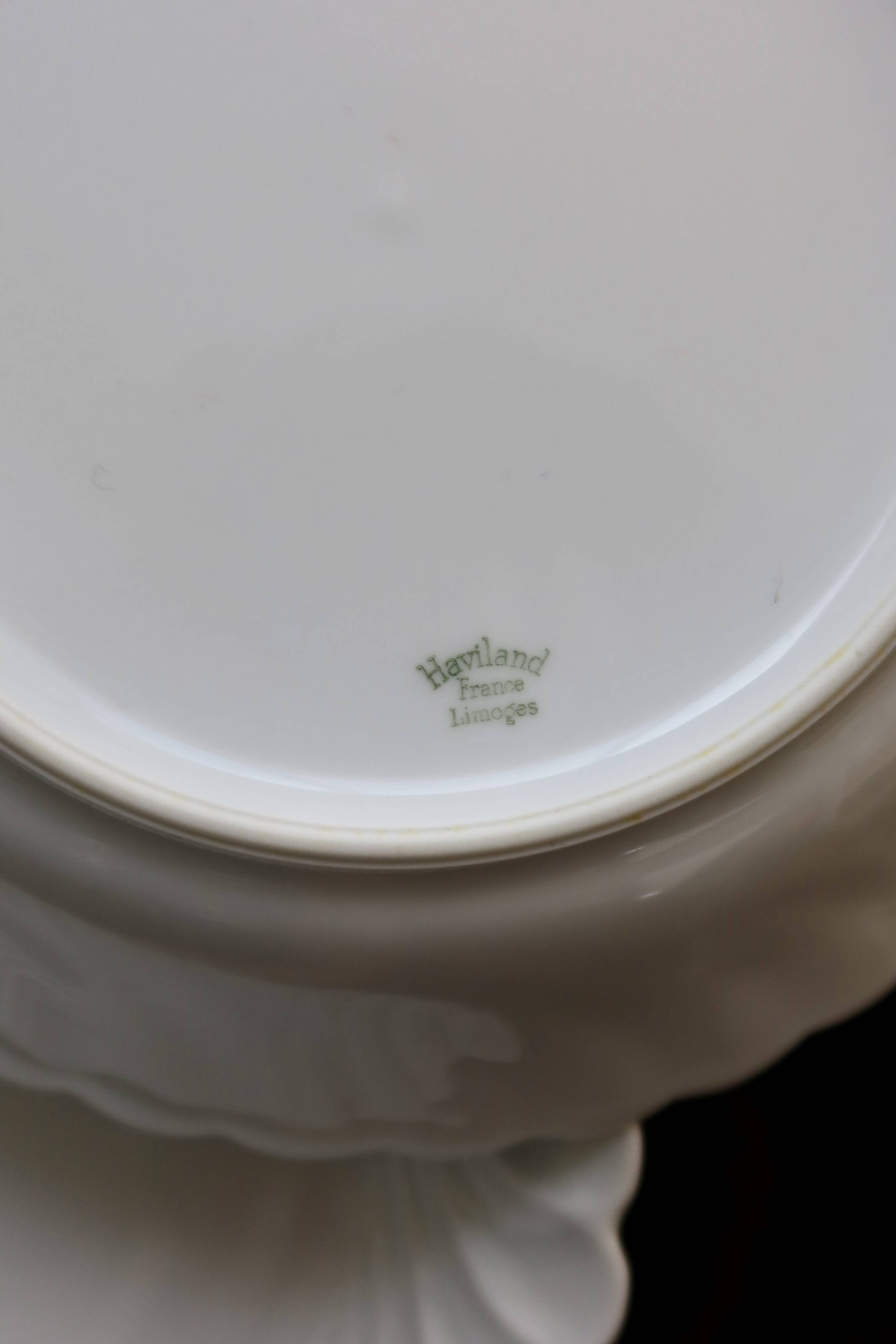 6 vintage white twisted porcelain soup plates from Limoges Haviland