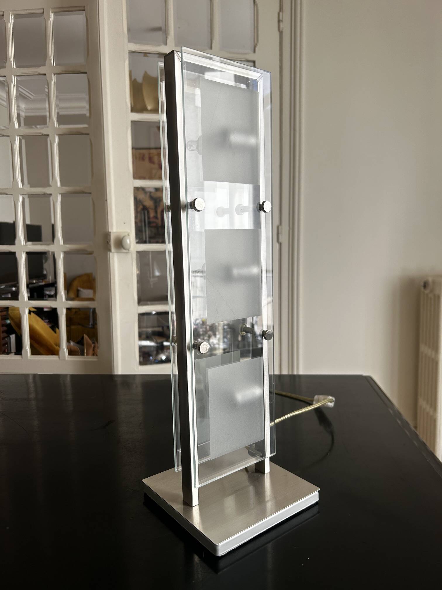 chrome and glass table lamp