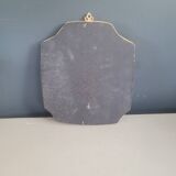 Miroir ancien avec cadre en velours moutarde