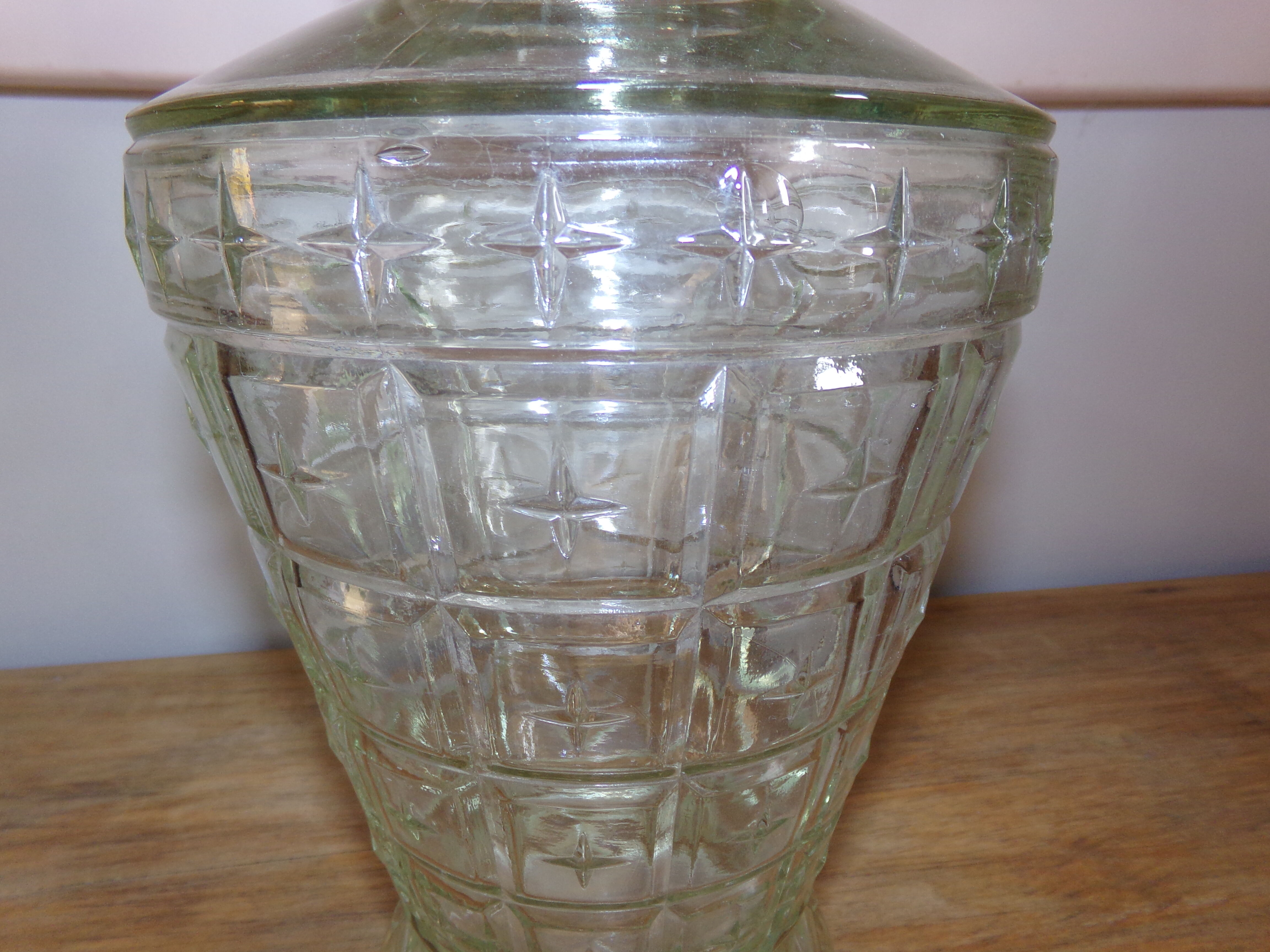 Jar of chiseled glass apothecary