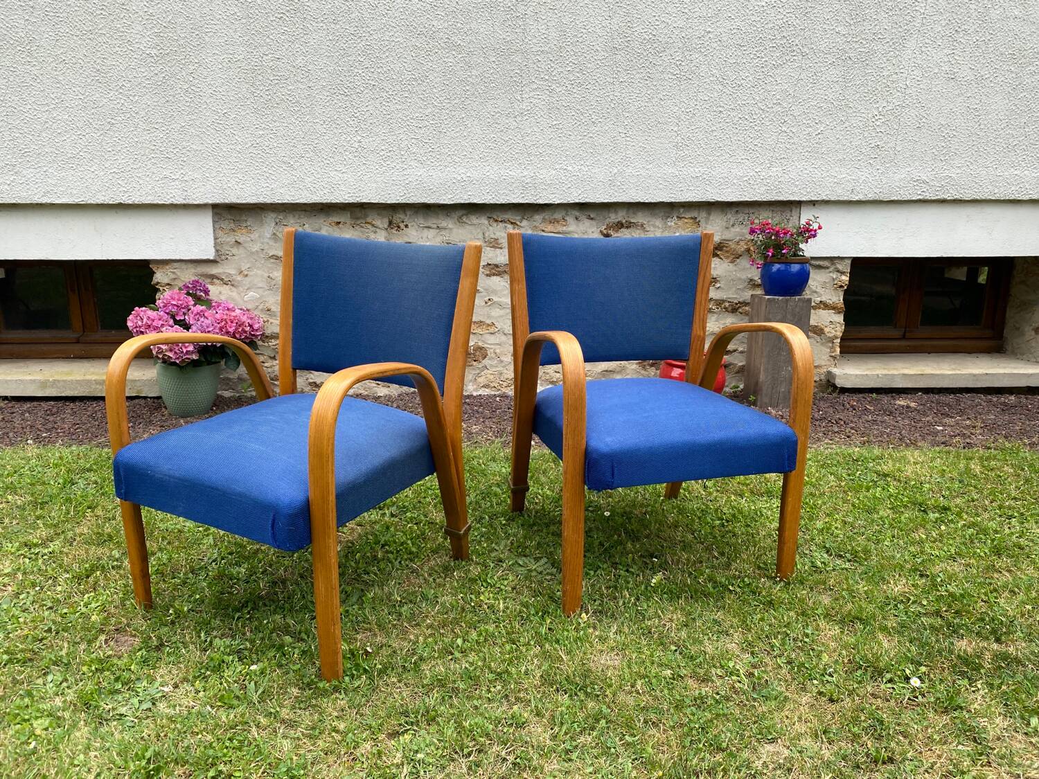 Pair of Bow Wood armchairs