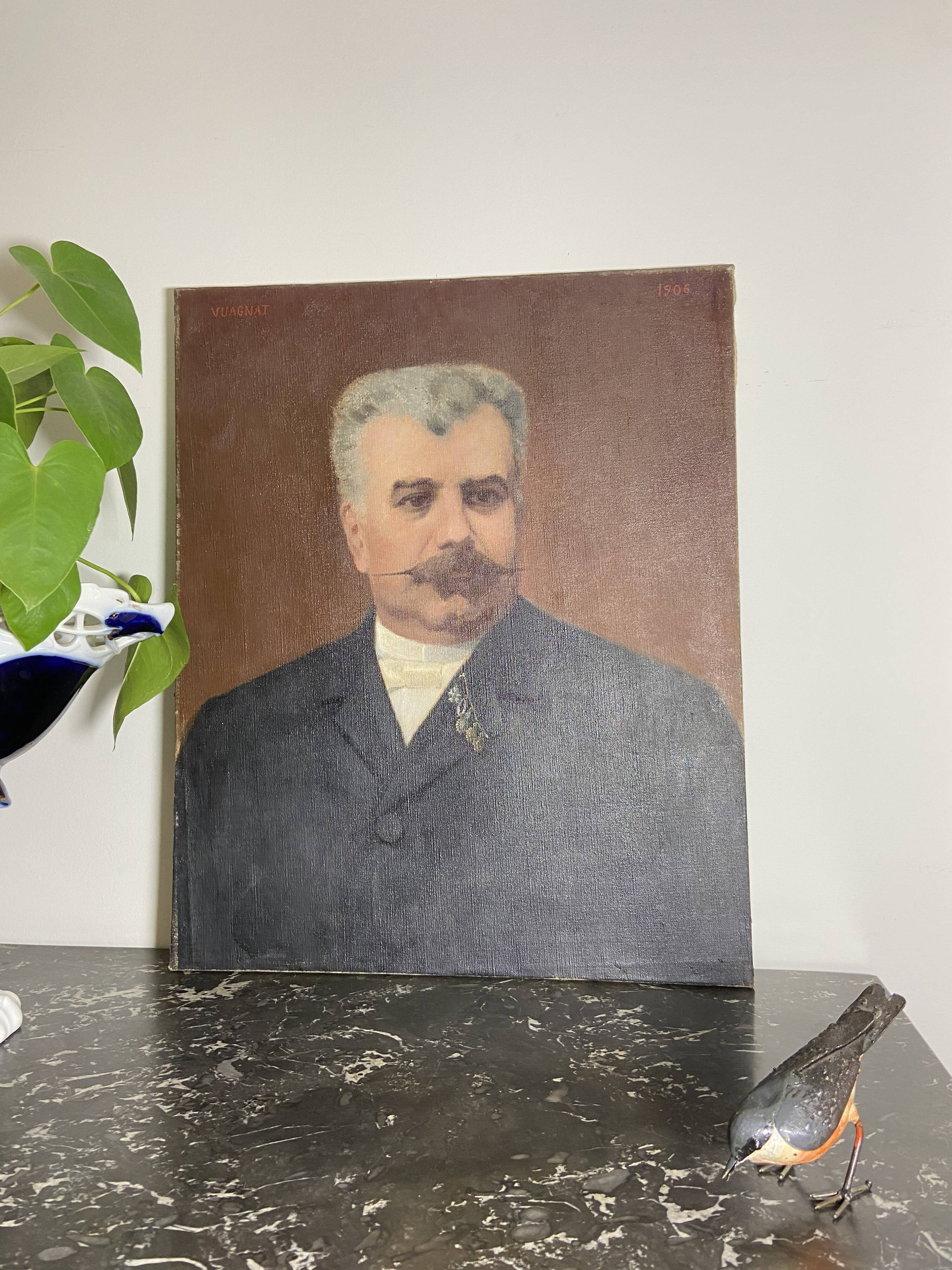 Portrait notable huile sur toile début XXème