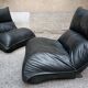 Zinzolo Armchairs in Black Leather by Vittorio Varo for Plan, 1970s, Set of 2