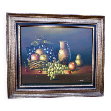 Tableau : huile sur toile - nature morte aux fruits