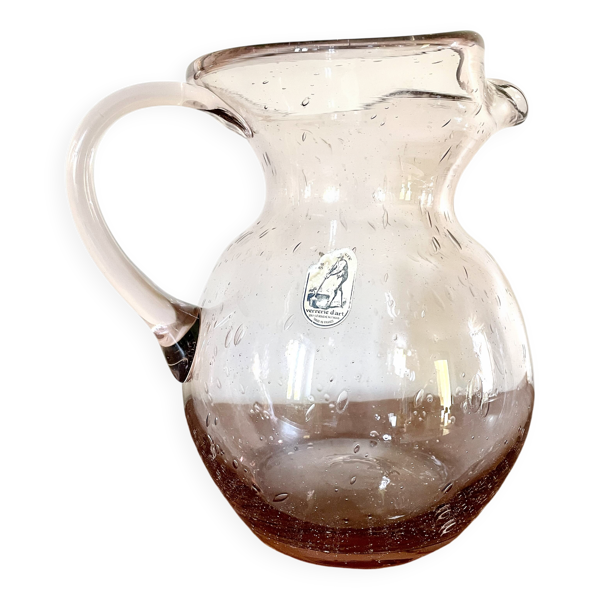 Grand pichet verre bullé parme