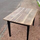 Rustic farm table in old patinated solid oak - 1900s