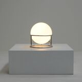 White and chrome globe table lamp, 1970s Italy.