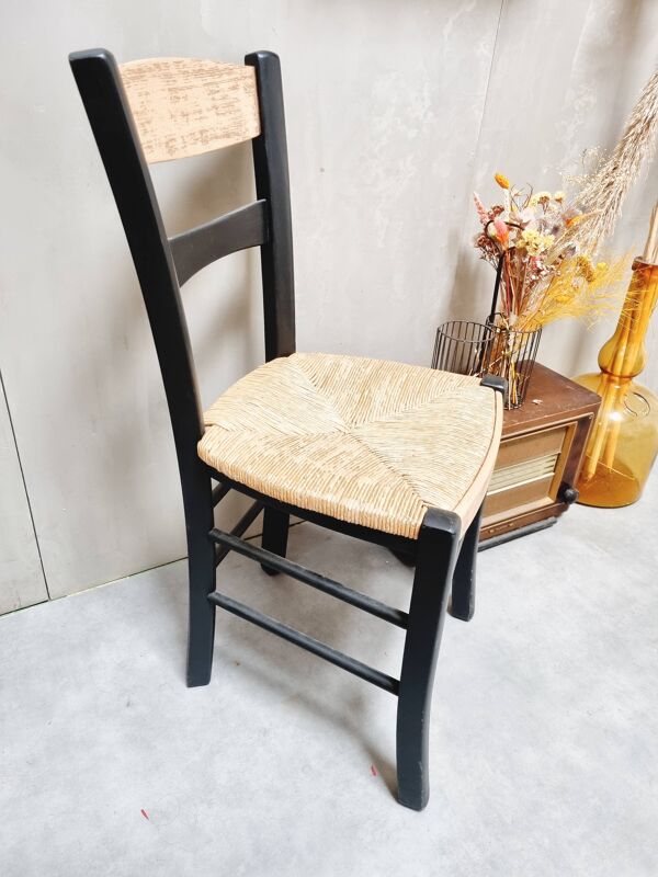 Chaise bistrot paille ancienne relookée