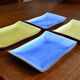 4 rectangular enameled ceramic cups