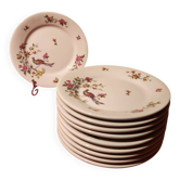 10 assiettes dessert Pillivuyt décor oiseau de feu