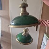 1 set of 2 American Coop 1850 billiard style chandelier