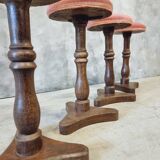 Set of antique stools old pink 1920s