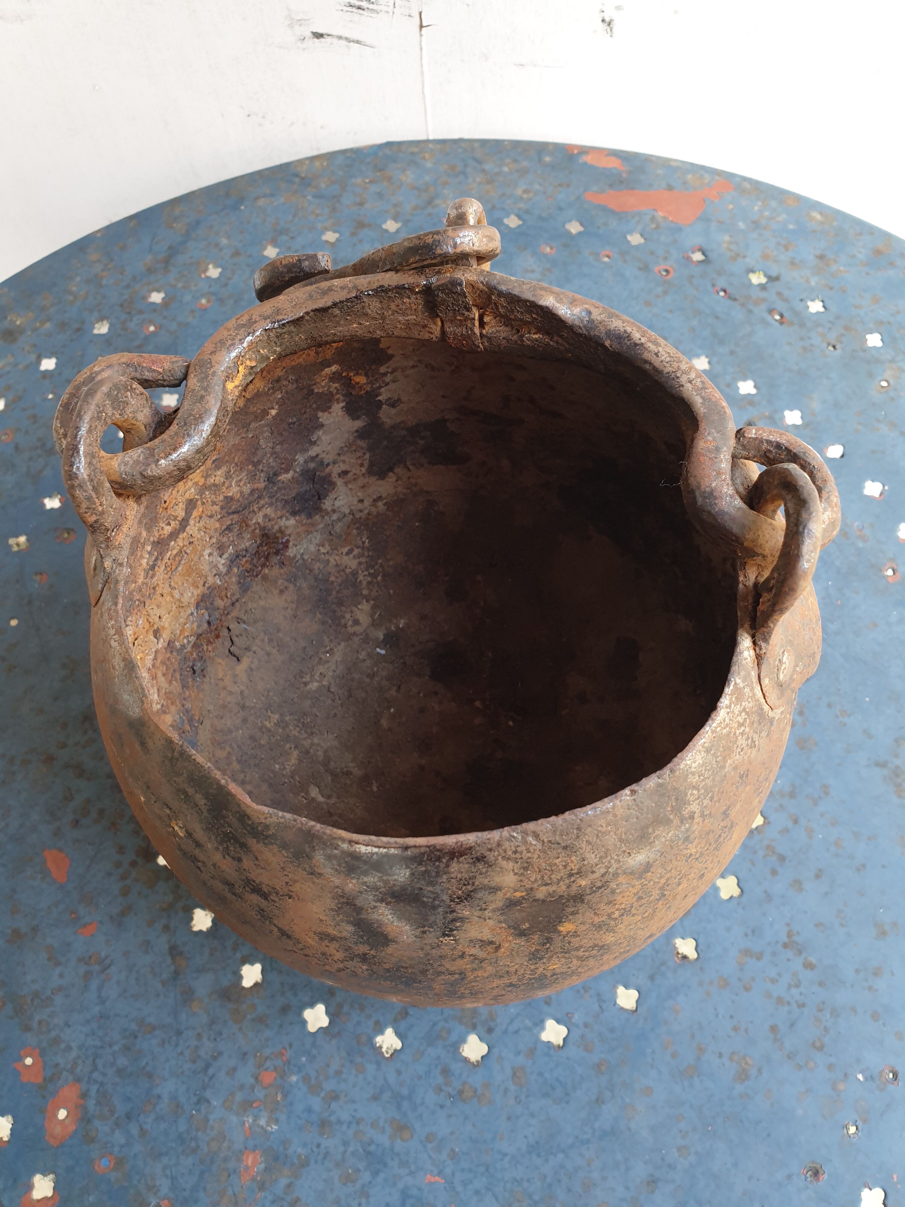 Old cast iron cauldron
