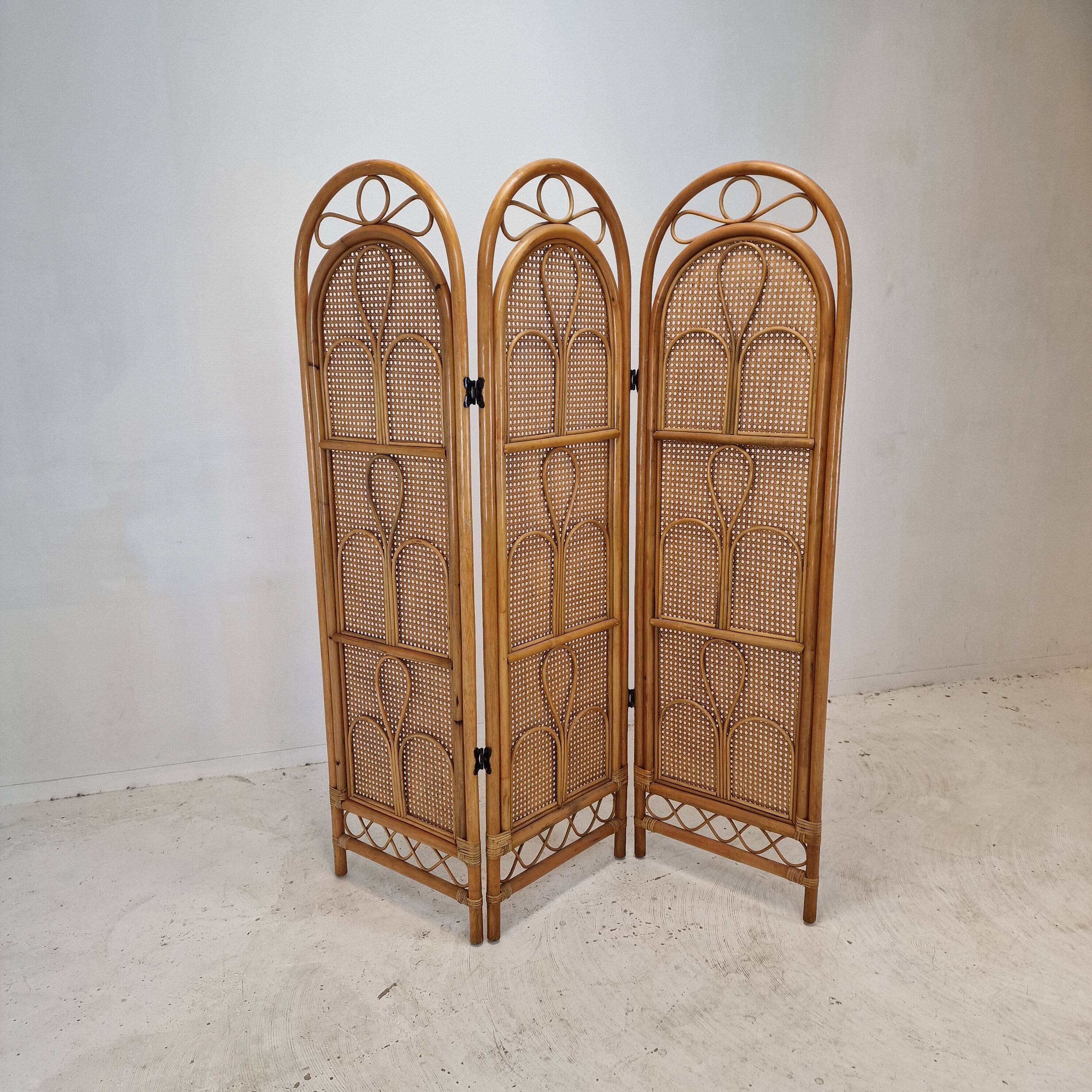 Italian Room Divider in Rattan and Wicker, 1960s