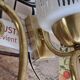 Pair of antique wall sconces brass tulip white striped glass
