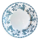 Plat rond Longwy en terre de fer bleue, service "Chartres"
