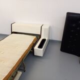 Vintage sofa bed bench with integrated lighting, Italian design Beka Tortuga, in skai, fiber