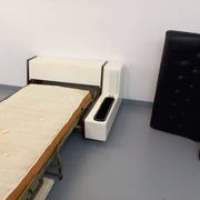 Vintage sofa bed bench with integrated lighting, Italian design Beka Tortuga, in skai, fiber
