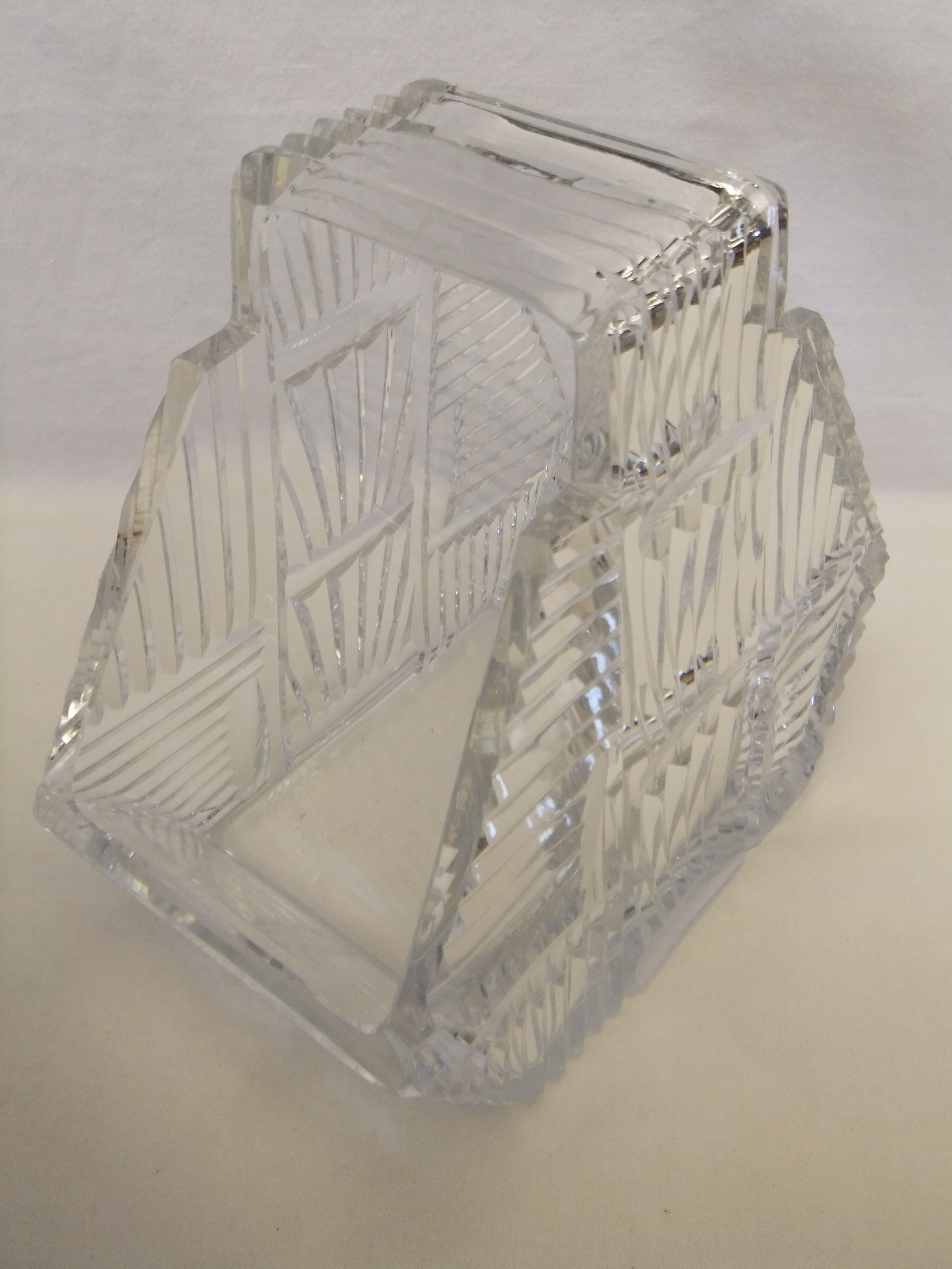 Bohemian crystal stamp Prague basket centerpiece art deco flower