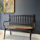 Thonet-branded bistro-style bench in turned wood, velvet and caning