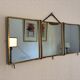 Vintage 1900s triptych barber mirror JB gilt burgundy - 30 x 67 cm