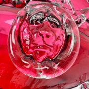 Raspberry red glass jardinière, taste of Auguste Jean or Legras.