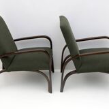 Ensemble Art Déco italien Bouclè vert composé de deux fauteuils et d'un petit canapé, années 1930