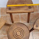 Set of four rustic solid wood plant holders, 31 to 43 cm