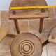 Set of four rustic solid wood plant holders, 31 to 43 cm