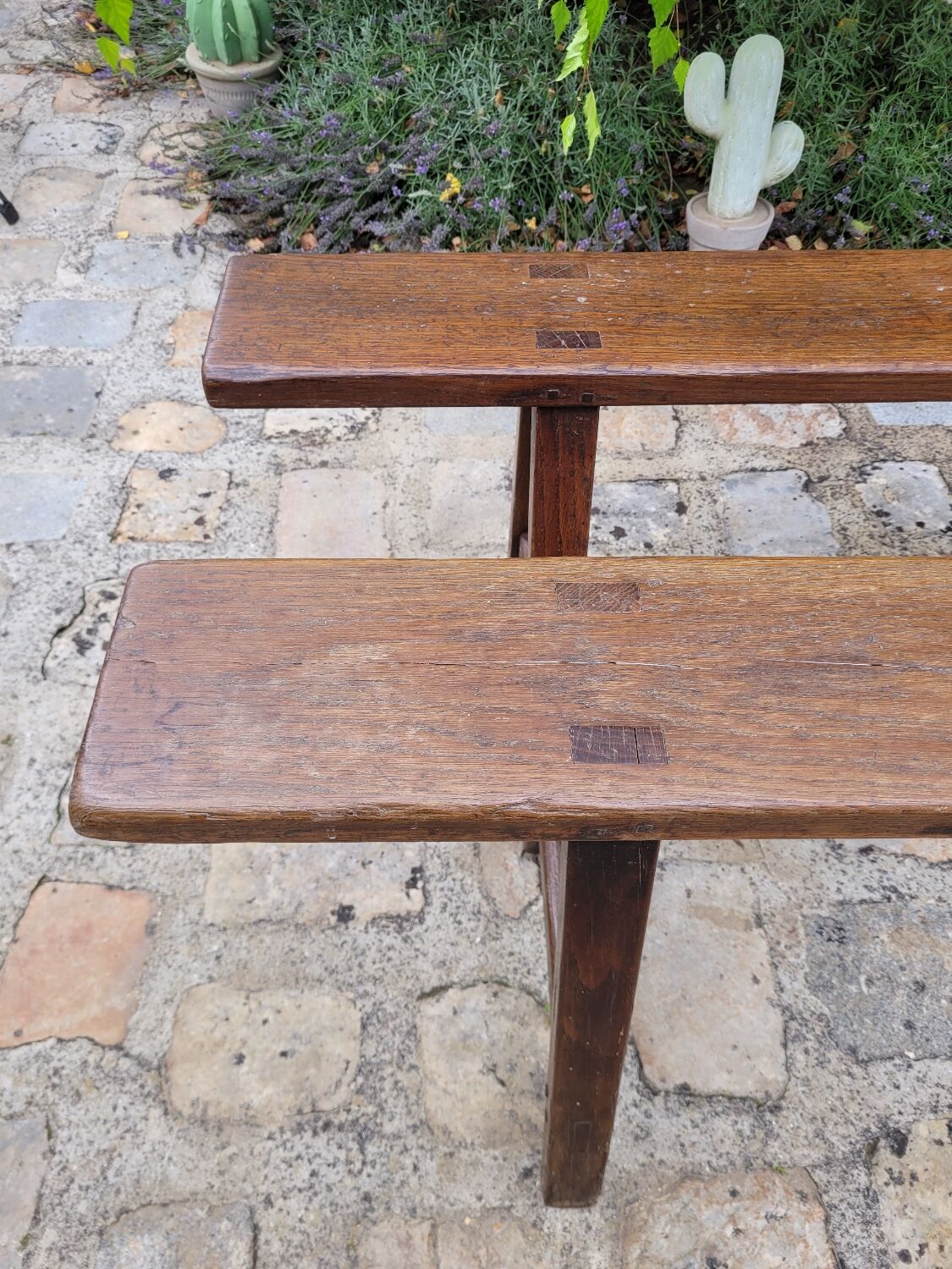 Pair of solid oak benches