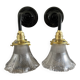Pair of vintage holophane glass sconces electrified