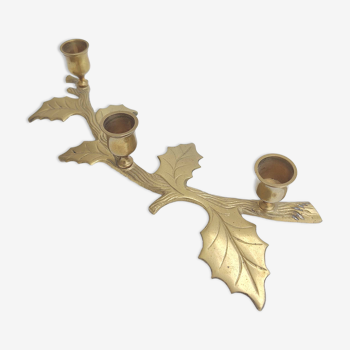 Brass “holly leaves” candle holder for 3 candles