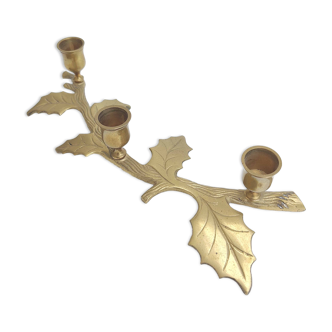 Brass “holly leaves” candle holder for 3 candles