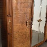 Art Deco style walnut mirrored wardrobe