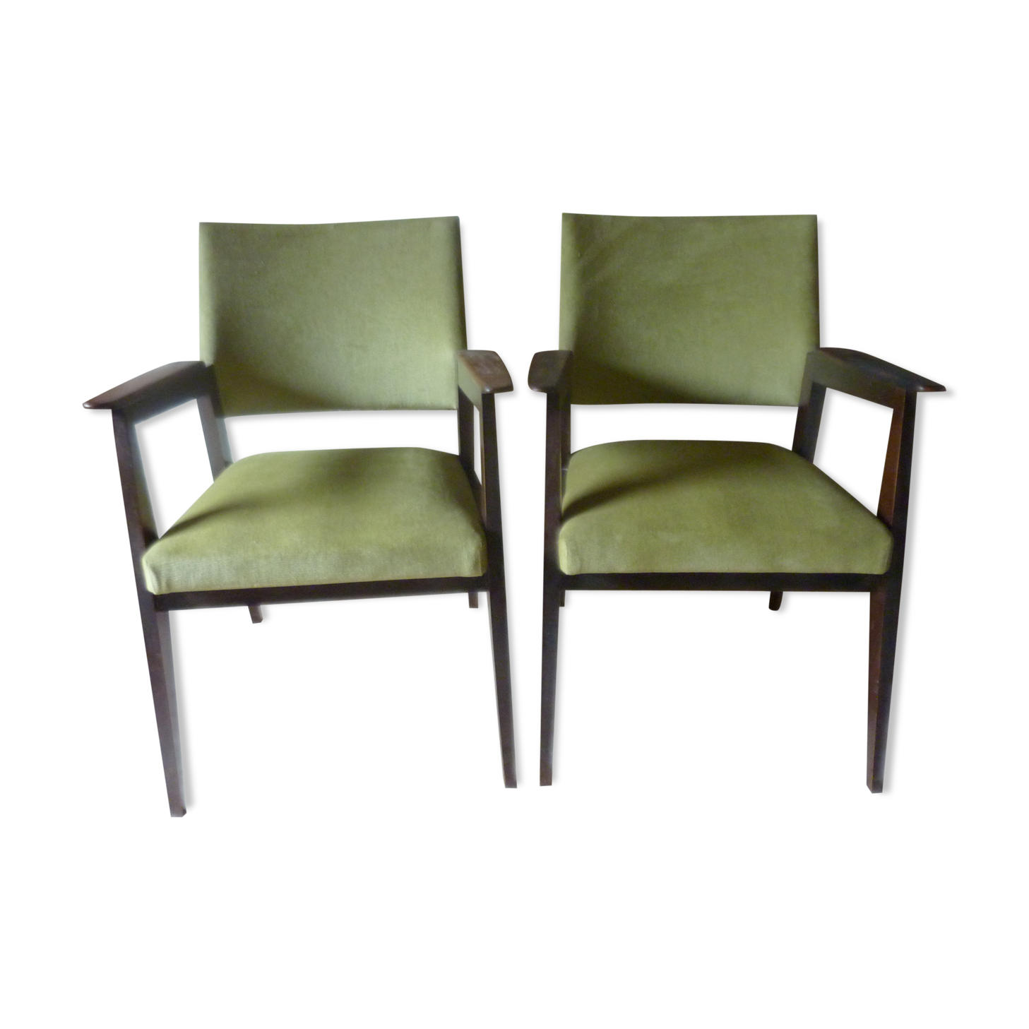 Pair of mahogany bridge armchairs