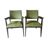 Pair of mahogany bridge armchairs